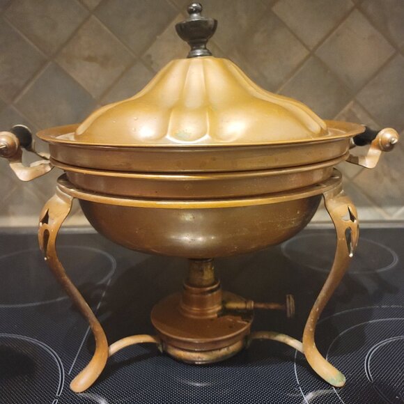 VINTAGE ANTIQUE COPPER CHAFING DISH - Picture 2 of 5